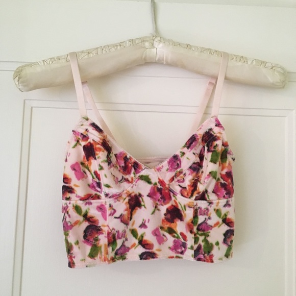 Free People Tops - Free People velvet floral bralette crop top!